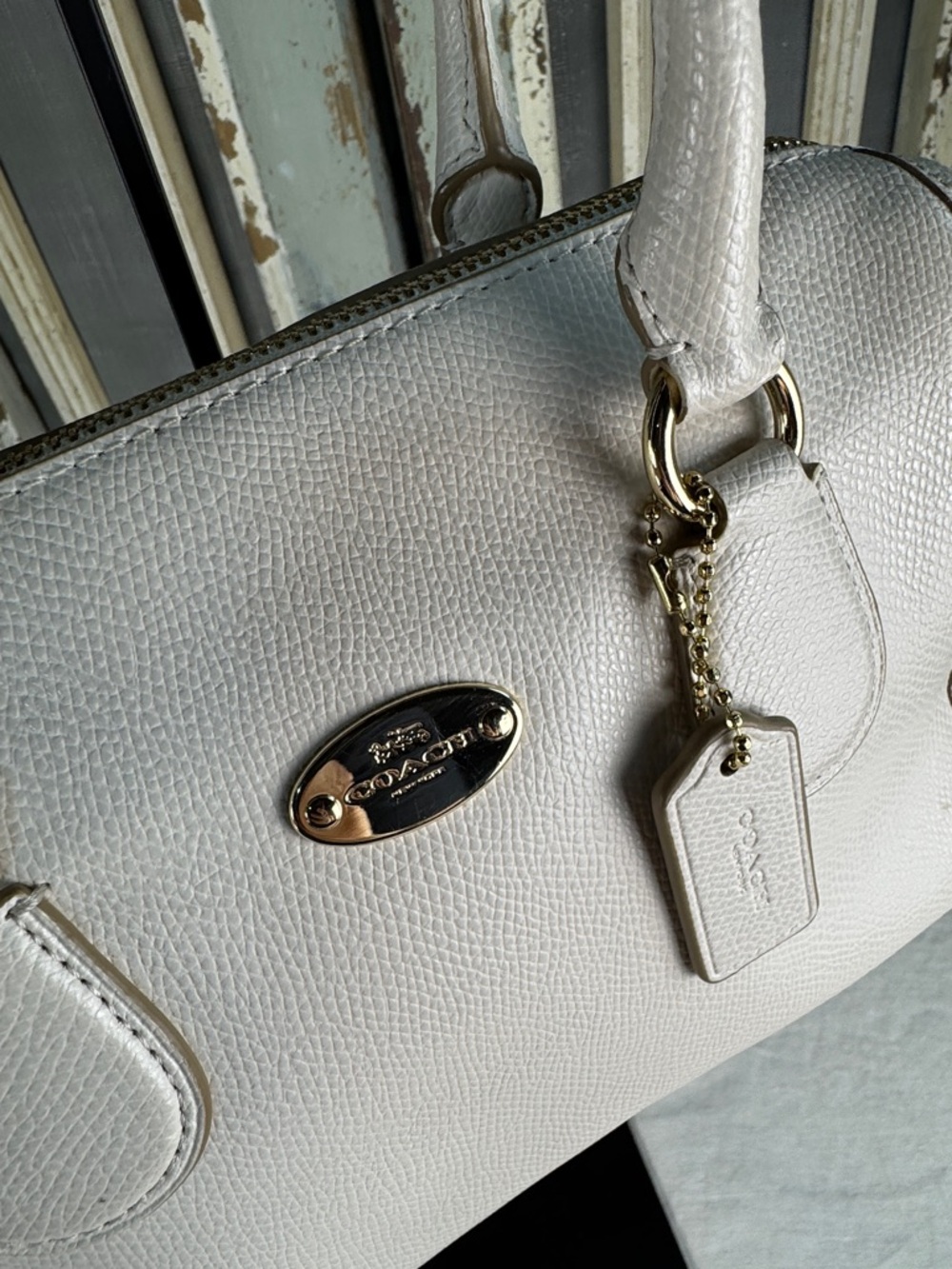Coach Cream Bennett Mini Leather Satchel with Gold Plaque - Picture 3 of 13